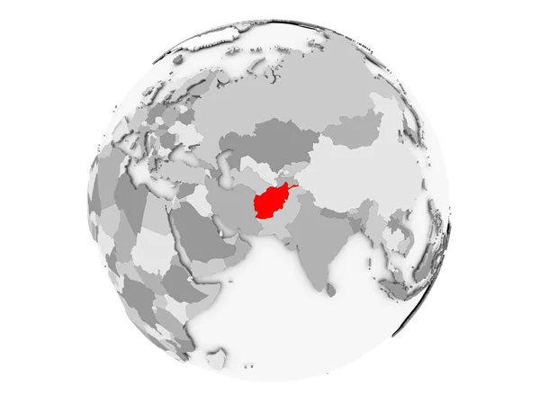 Afeganistão em globo cinzento isolado — Fotografia de Stock