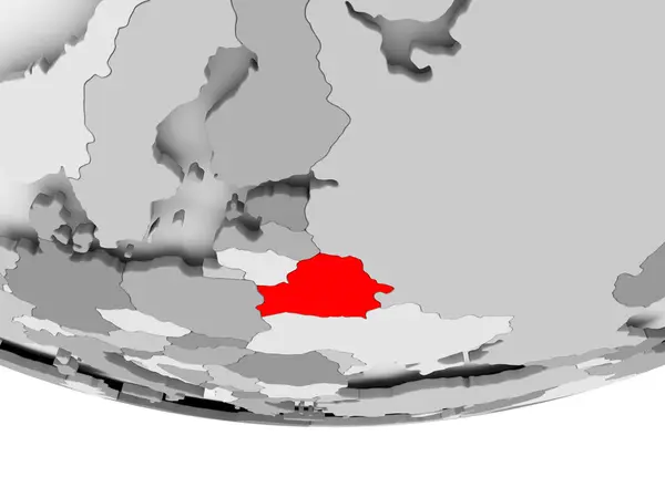 Map of Belarus on grey political globe — Stock Photo, Image