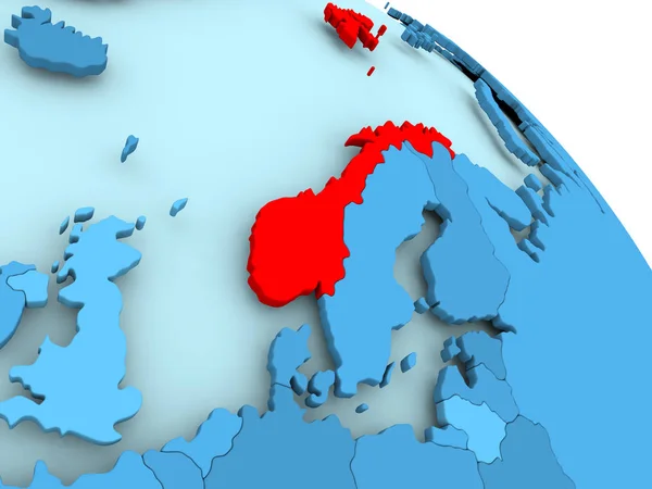 Norwegia w na blue globe — Zdjęcie stockowe