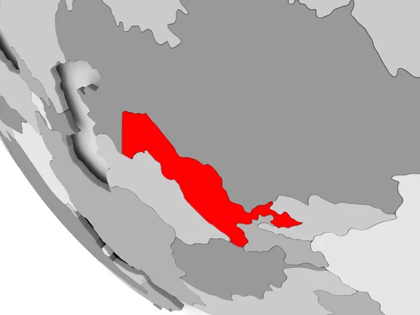 Mapa de Uzbekistán en rojo — Foto de Stock