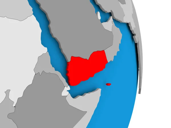 Jemen på jordglob — Stockfoto