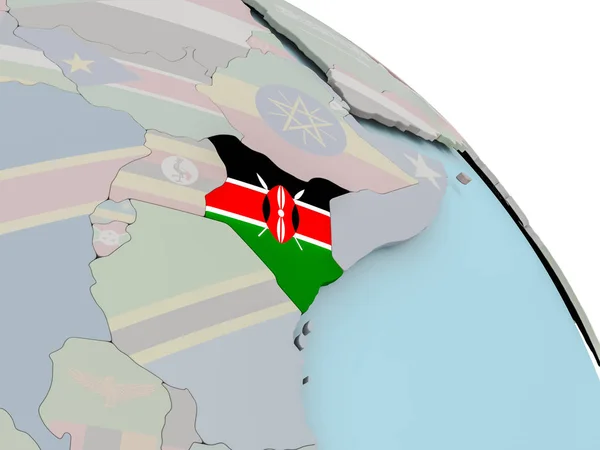 Mappa del Kenya con la bandiera — Foto Stock