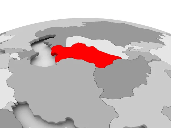 Turkmenistan na szary Globus — Zdjęcie stockowe