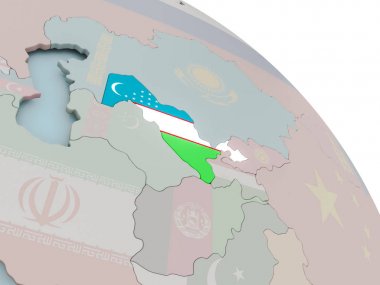 bayrağı ile Özbekistan haritası
