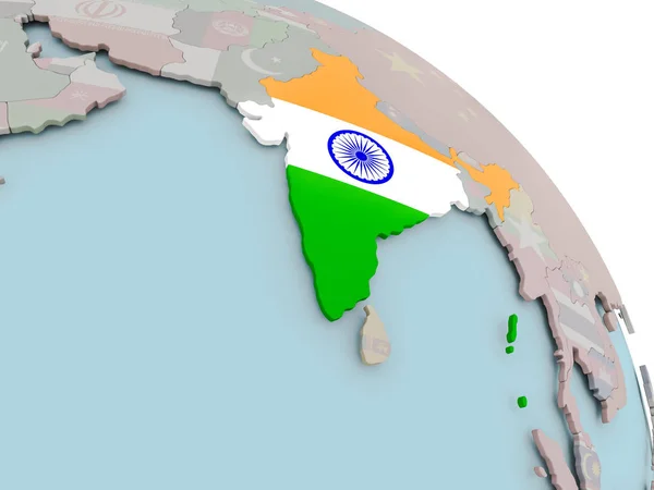 Mapa de India con bandera —  Fotos de Stock