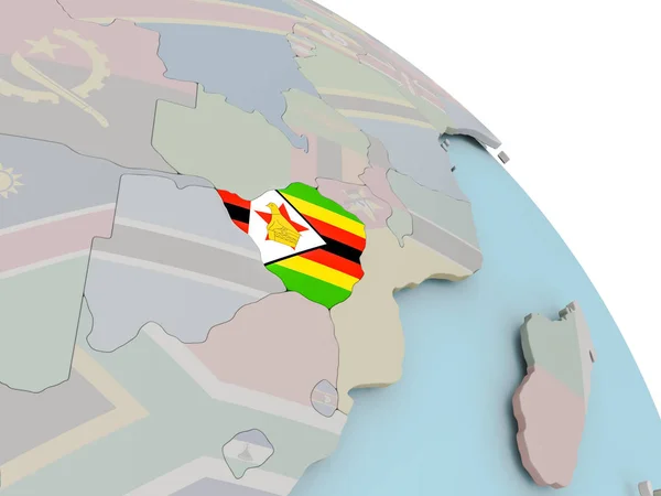 Mapa do Zimbabué com bandeira — Fotografia de Stock