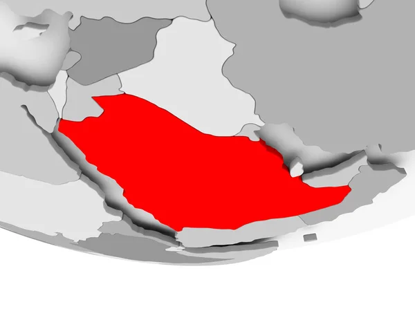 Mappa dell'Arabia Saudita sul globo politico grigio — Foto Stock