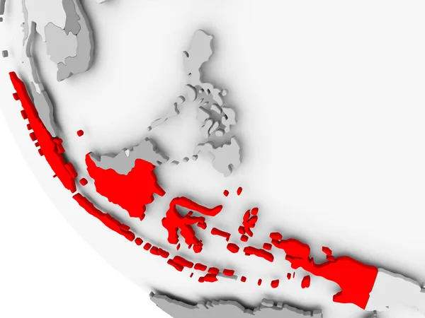 Mapa de Indonesia en rojo —  Fotos de Stock