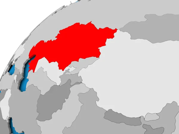 Мапа Казахстана червоним кольором — стокове фото