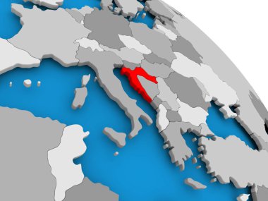 Hırvatistan haritası üzerindeki kırmızı