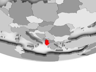 Arnavutluk Cumhuriyeti harita üzerinde gri siyasi dünya