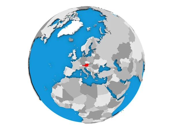 Österrike på globe isolerade — Stockfoto