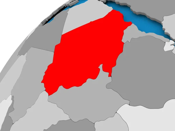 Kaart van Soedan in het rood — Stockfoto