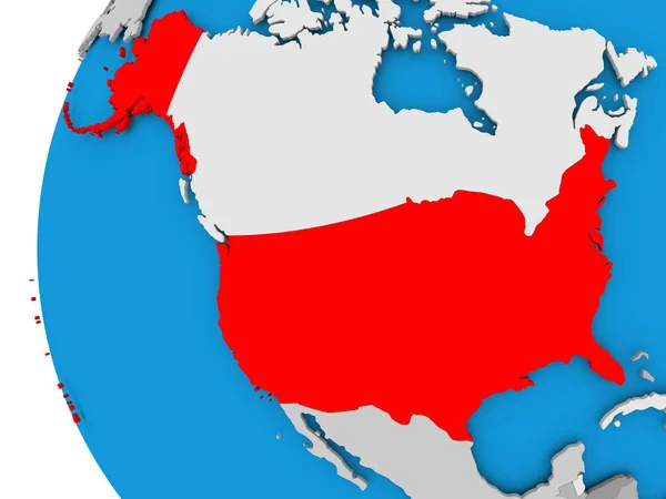 Map of USA on political globe — Stock Photo, Image