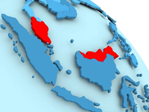 Malaisie sur globe bleu — Photo