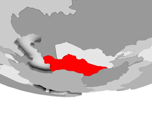 Mapa Turkmenistánu na šedé politické globe — Stock fotografie