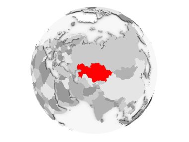 Kazakistan gri Globe izole