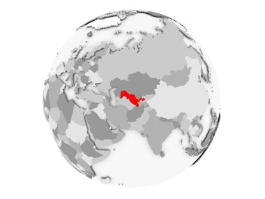 Özbekistan gri Globe izole
