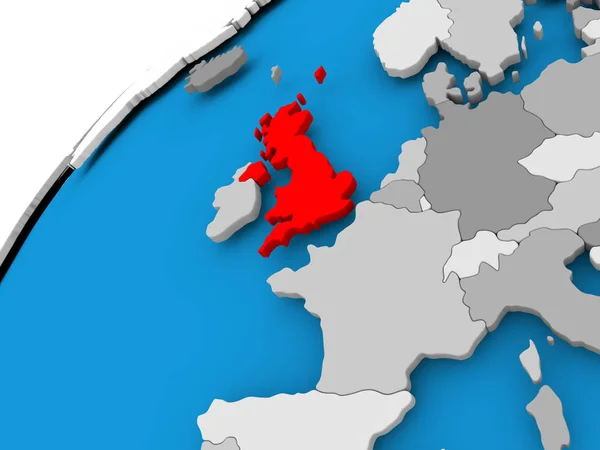 Kort over Storbritannien i rødt - Stock-foto