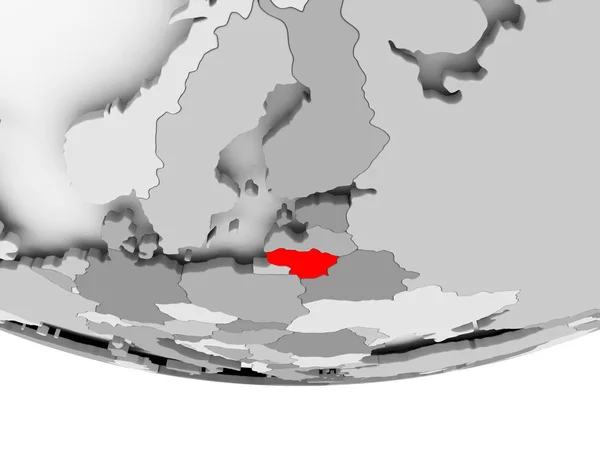 Karta över Litauen på grå politiska jordglob — Stockfoto