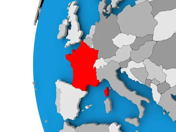 Мапа Франції на політичні глобус — стокове фото