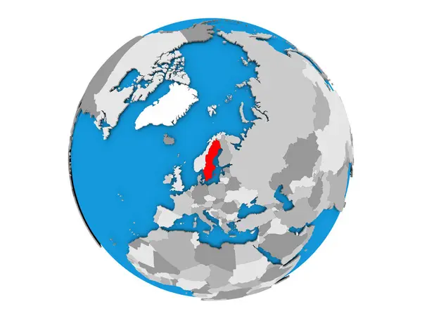 Швеція на глобус ізольовані — стокове фото