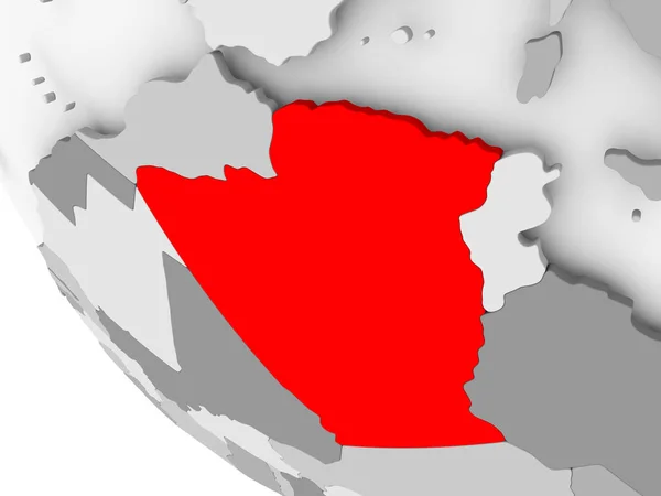Mapa de Argélia em vermelho — Fotografia de Stock