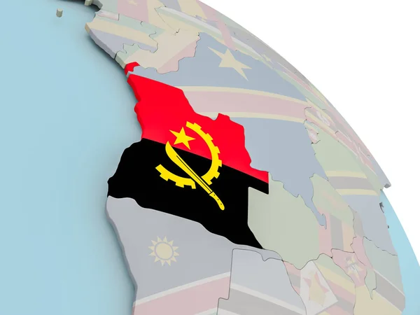 Карта Анголи з прапором — стокове фото