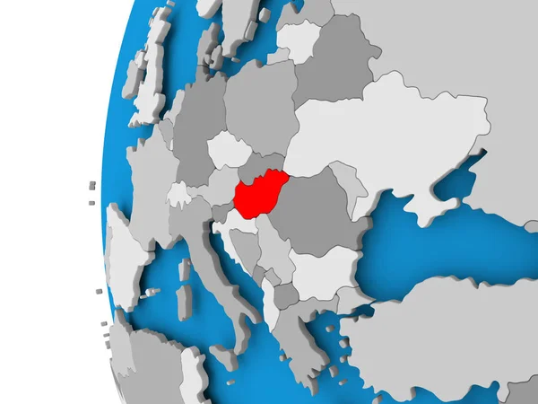 Karte von Ungarn auf politischem Globus — Stockfoto