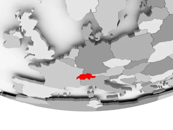 Kaart van Zwitserland op grijs politieke wereldbol — Stockfoto