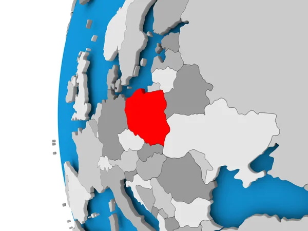 Mapa Polski na Globus polityczny — Zdjęcie stockowe