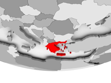 Yunanistan Haritası gri siyasi dünya üzerinde