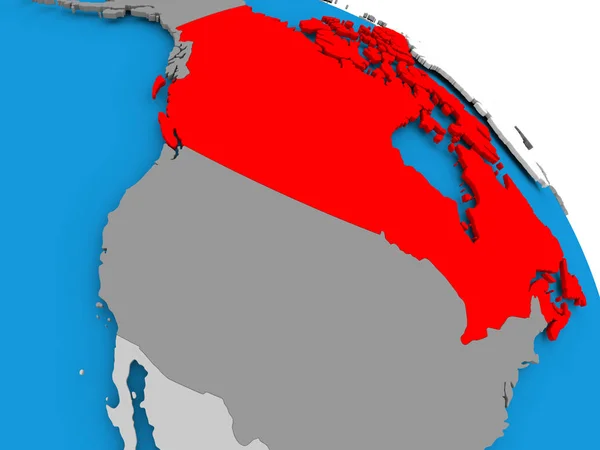Canada in rosso sulla mappa — Foto Stock