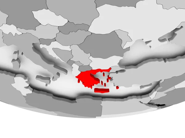 Mapa de Grecia en el mundo político gris —  Fotos de Stock