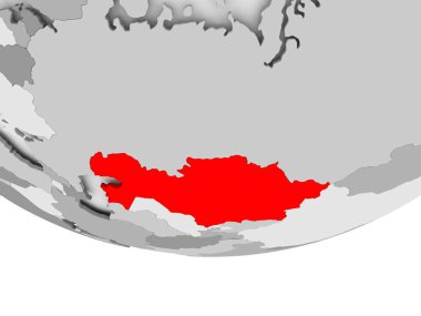 Kazakistan Haritası gri siyasi dünya üzerinde