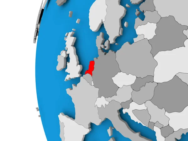 Mapa da Holanda em globo político — Fotografia de Stock