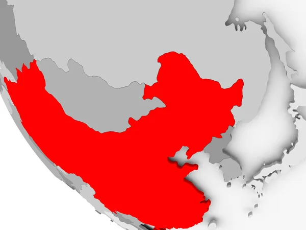 Χάρτης της Κίνας στο κόκκινο — Φωτογραφία Αρχείου
