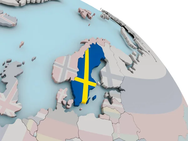 Térkép-svéd zászló — Stock Fotó