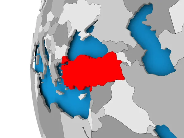 Kaart van Turkije op politieke wereldbol — Stockfoto