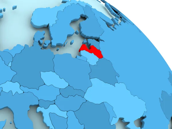 Lettonia sul globo blu — Foto Stock