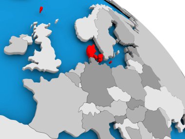 Haritada kırmızı Danimarka'da