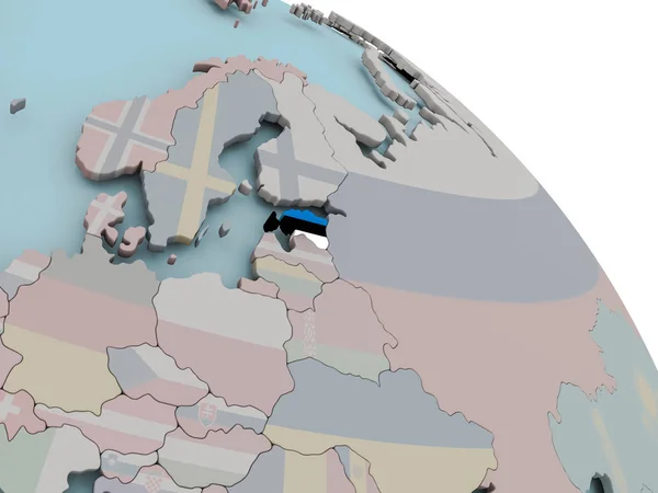 国旗的爱沙尼亚地图 — 图库照片