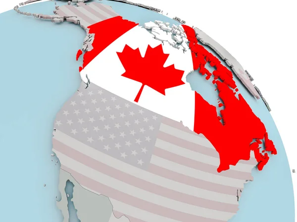 Kaart van Canada met vlag — Stockfoto