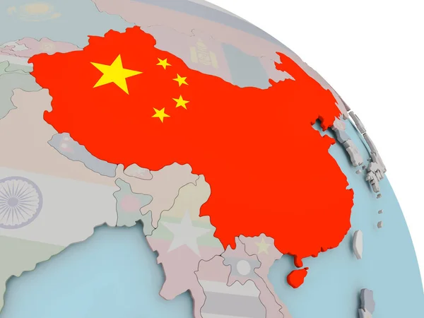 Karte von China mit Flagge — Stockfoto