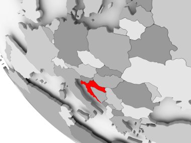 Hırvatistan Haritası kırmızı