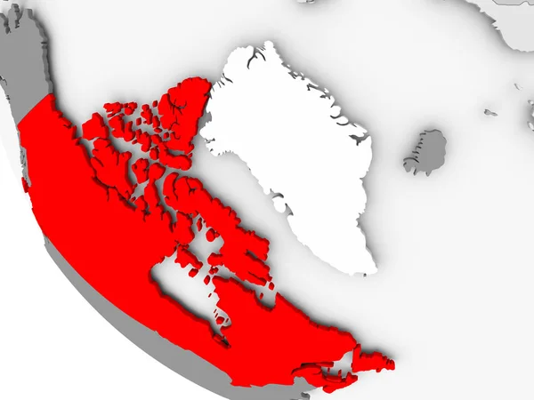 Χάρτης του Καναδά με κόκκινο χρώμα — Φωτογραφία Αρχείου