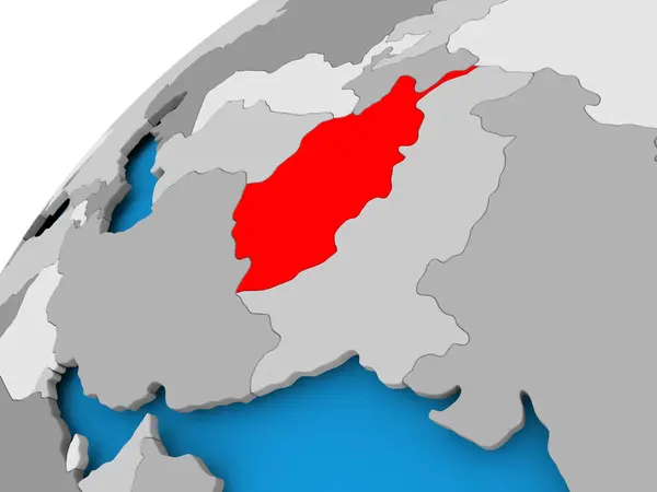 Carte de L'Afghanistan en rouge — Photo