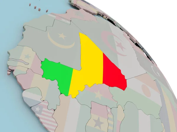 Χάρτης του Μάλι με σημαία — Φωτογραφία Αρχείου