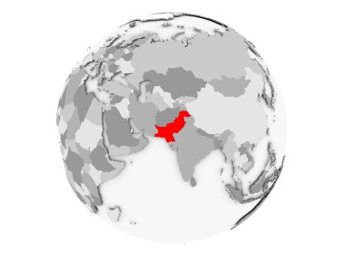 Pakistan gri Globe izole