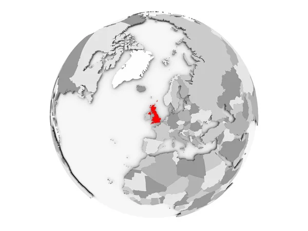 Royaume-Uni sur globe gris isolé — Photo